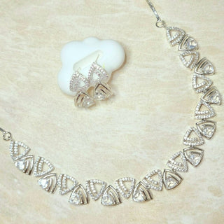 Cami White Diamond Simulant Necklace Set - ECLAT INDIAN JEWELSNecklace SetsWhite