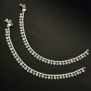 Camila Reverse AD White Rhodium Anklets / Payal - ECLAT INDIAN JEWELSAnklets (Payal)Silver