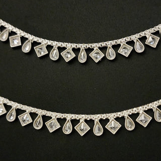 Camila Reverse AD White Rhodium Anklets / Payal - ECLAT INDIAN JEWELSAnklets (Payal)Silver