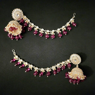 Candice Magenta Pink Baahubali Jhumki Earrings - ECLAT INDIAN JEWELSEarringsPink