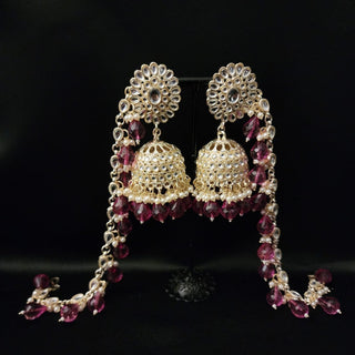 Candice Magenta Pink Baahubali Jhumki Earrings - ECLAT INDIAN JEWELSEarringsPink