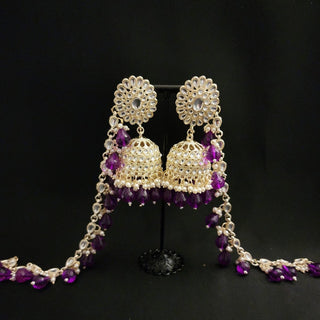 Candice Purple Baahubali Jhumki Earrings - ECLAT INDIAN JEWELSEarringsPurple