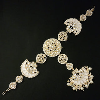 Carly White Kundan Sheesh Phool - ECLAT INDIAN JEWELSMatha Patti, Sheesh PhoolWhite