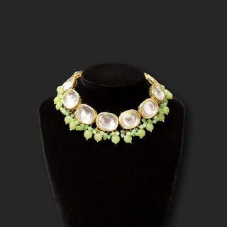 Carmen Light Green Kundan Necklace Set - ECLAT INDIAN JEWELSNecklace SetsGreen