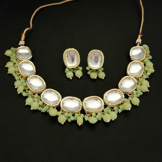 Carmen Light Green Kundan Necklace Set - ECLAT INDIAN JEWELSNecklace SetsGreen