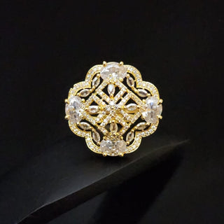 Cassie Gold Adjustable CZ Diamond Simulant Ring - ECLAT INDIAN JEWELSRingsGold