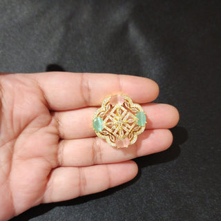 Cassie Mint and Light Pink Adjustable CZ Diamond Simulant Ring - ECLAT INDIAN JEWELSRingsMulticolor