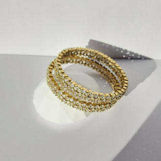 Cecelya Antique Victorian Gold CZ Diamond Luxury Bangle (Pair) (2.6, 2.8) - ECLAT INDIAN JEWELSBangle, Kadas & Bracelets2.6