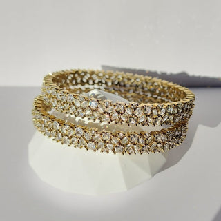 Cecelya Antique Victorian Gold CZ Diamond Luxury Bangle (Pair) (2.6, 2.8) - ECLAT INDIAN JEWELSBangle, Kadas & Bracelets2.6