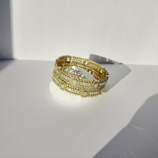 Ceci Antique Victorian Gold CZ Diamond Luxury Bangle (Pair) (2.4,2.6, 2.8) - ECLAT INDIAN JEWELSBangle, Kadas & Bracelets2.6