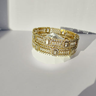 Ceci Antique Victorian Gold CZ Diamond Luxury Bangle (Pair) (2.4,2.6, 2.8) - ECLAT INDIAN JEWELSBangle, Kadas & Bracelets2.6