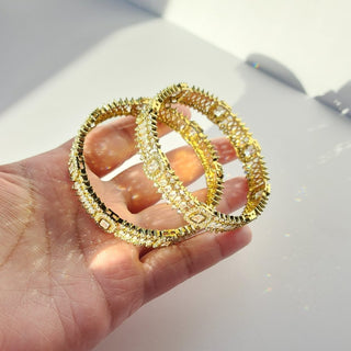Ceci Antique Victorian Gold CZ Diamond Luxury Bangle (Pair) (2.4,2.6, 2.8) - ECLAT INDIAN JEWELSBangle, Kadas & Bracelets2.6