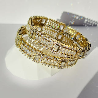 Ceci Antique Victorian Gold CZ Diamond Luxury Bangle (Pair) (2.4,2.6, 2.8) - ECLAT INDIAN JEWELSBangle, Kadas & Bracelets2.6