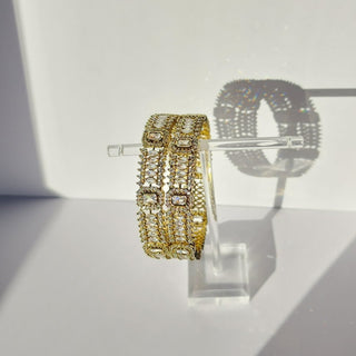 Ceci Antique Victorian Gold CZ Diamond Luxury Bangle (Pair) (2.4,2.6, 2.8) - ECLAT INDIAN JEWELSBangle, Kadas & Bracelets2.6