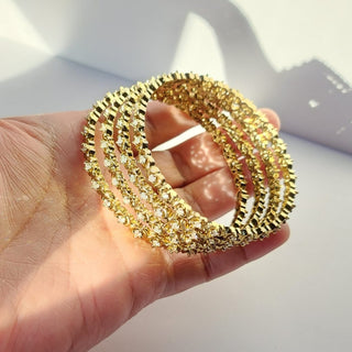 Cecil Antique Victorian Gold CZ Diamond Luxury Bangle (Set of 4) (2.4,2.6, 2.8) - ECLAT INDIAN JEWELSBangle, Kadas & Bracelets2.6