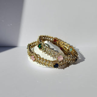Cecila Antique Victorian Gold CZ Diamond Luxury Bangle (Pair) (2.4,2.6, 2.8) - ECLAT INDIAN JEWELSBangle, Kadas & Bracelets2.6