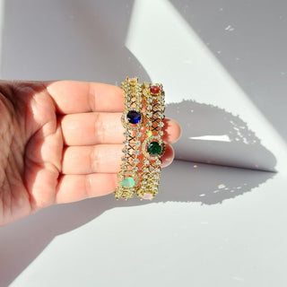Cecila Antique Victorian Gold CZ Diamond Luxury Bangle (Pair) (2.4,2.6, 2.8) - ECLAT INDIAN JEWELSBangle, Kadas & Bracelets2.6