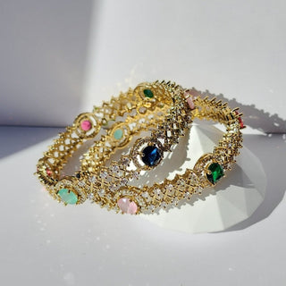 Cecila Antique Victorian Gold CZ Diamond Luxury Bangle (Pair) (2.4,2.6, 2.8) - ECLAT INDIAN JEWELSBangle, Kadas & Bracelets2.6