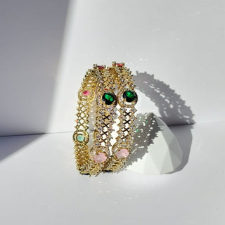 Cecila Antique Victorian Gold CZ Diamond Luxury Bangle (Pair) (2.4,2.6, 2.8) - ECLAT INDIAN JEWELSBangle, Kadas & Bracelets2.6