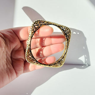 Ceciley Antique Victorian Gold CZ Diamond Luxury Square Bangle (Single) (2.4,2.6, 2.8) - ECLAT INDIAN JEWELSBangle, Kadas & Bracelets2.6