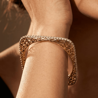 Ceciley Antique Victorian Gold CZ Diamond Luxury Square Bangle (Single) (2.4,2.6, 2.8) - ECLAT INDIAN JEWELSBangle, Kadas & Bracelets2.6