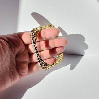 Ceciley Antique Victorian Gold CZ Diamond Luxury Square Bangle (Single) (2.4,2.6, 2.8) - ECLAT INDIAN JEWELSBangle, Kadas & Bracelets2.6