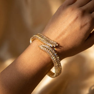 Cecilia Gold Plated CZ Diamond Luxury Bangle (Single) (2.4,2.6, 2.8) - ECLAT INDIAN JEWELSBangle, Kadas & Bracelets2.6