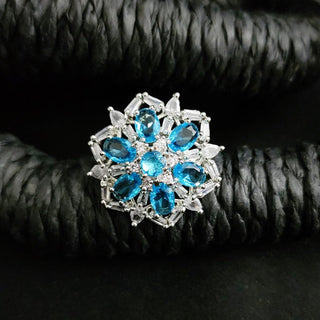 Cecilia Light Blue Adjustable Diamond Simulant Ring - ECLAT INDIAN JEWELSRingsBlue