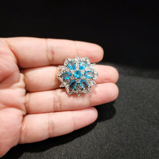 Cecilia Light Blue Adjustable Diamond Simulant Ring - ECLAT INDIAN JEWELSRingsBlue