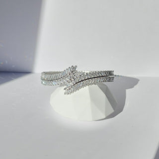 Cecilia Silver Plated CZ Diamond Luxury Bangle (Single) (2.4,2.6, 2.8) - ECLAT INDIAN JEWELSBangle, Kadas & Bracelets2.6