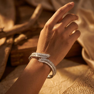 Cecilia Silver Plated CZ Diamond Luxury Bangle (Single) (2.4,2.6, 2.8) - ECLAT INDIAN JEWELSBangle, Kadas & Bracelets2.6