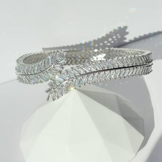 Cecilia Silver Plated CZ Diamond Luxury Bangle (Single) (2.4,2.6, 2.8) - ECLAT INDIAN JEWELSBangle, Kadas & Bracelets2.6