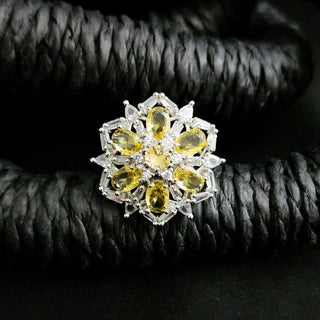 Cecilia Yellow Adjustable Diamond Simulant Ring - ECLAT INDIAN JEWELSRingsYellow