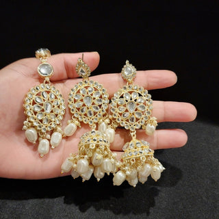 Cecily White Kundan Choker Set with Maang Tikka - ECLAT INDIAN JEWELSNecklace SetsWhite