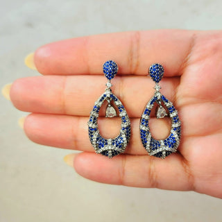 Celeste Blue Swarovski inspired CZ Diamond Simulant Earrings - ECLAT INDIAN JEWELSEarringsBlue