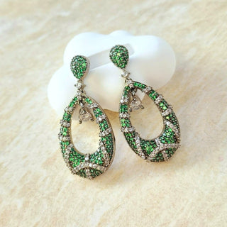Celeste Green Swarovski Inspired CZ Diamond Simulant Earrings - ECLAT INDIAN JEWELSEarringsGreen