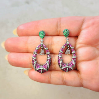 Celeste Multicolour Swarovski Inspired CZ Diamond Simulant Earrings - ECLAT INDIAN JEWELSEarringsMulticolour