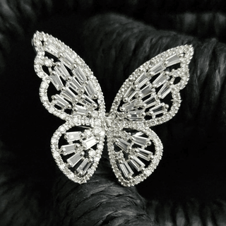 Celeste White Butterfly Adjustable Diamond Simulant Ring - ECLAT INDIAN JEWELSRingsWhite