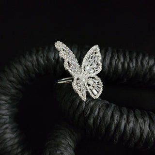 Celeste White Butterfly Adjustable Diamond Simulant Ring - ECLAT INDIAN JEWELSRingsWhite