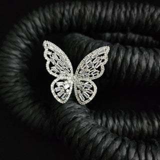 Celeste White Butterfly Adjustable Diamond Simulant Ring - ECLAT INDIAN JEWELSRingsWhite