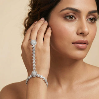 Chantelle Diamond Simulant Hathphool (Single) - ECLAT INDIAN JEWELSHath PhoolWhite