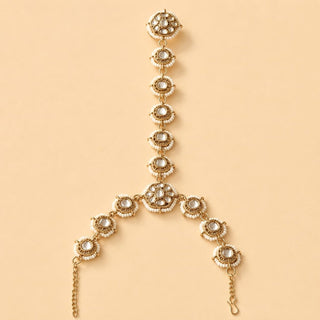 Charley Kundan Hathphool (Fits 2.4 to 2.10) (Single) - ECLAT INDIAN JEWELSHath PhoolWhite