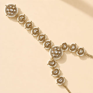 Charlotte Kundan Hathphool (Fits 2.4 to 2.10) (Single) - ECLAT INDIAN JEWELSHath PhoolWhite