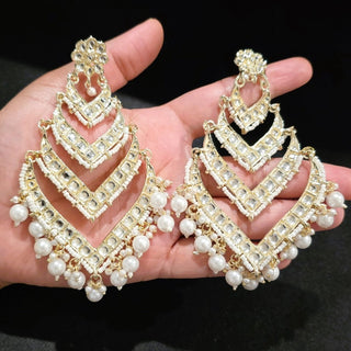 Charlotte White Long Kundan Earrings - ECLAT INDIAN JEWELSEarringsWhite