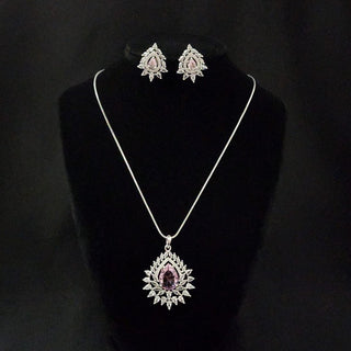 Christie Hydro Pink CZ Diamond Simulant Pendant Set (Chain included) - ECLAT INDIAN JEWELSNecklace Sets - Pendant SetsPink