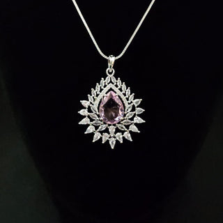 Christie Hydro Pink CZ Diamond Simulant Pendant Set (Chain included) - ECLAT INDIAN JEWELSNecklace Sets - Pendant SetsPink