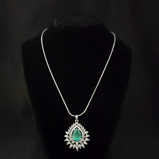 Christie Mint Green CZ Diamond Simulant Pendant Set (Chain included) - ECLAT INDIAN JEWELSNecklace Sets - Pendant SetsGreen