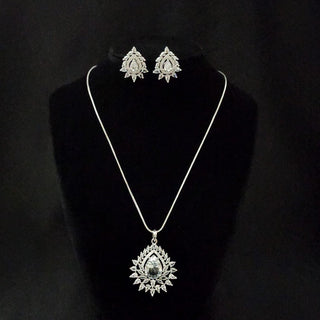 Christie White CZ Diamond Simulant Pendant Set (Chain included) - ECLAT INDIAN JEWELSNecklace Sets - Pendant SetsWhite