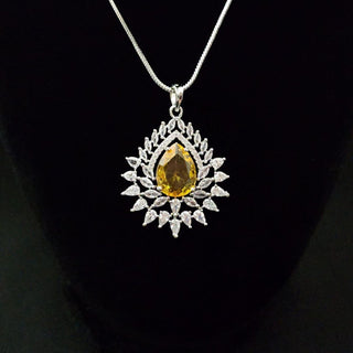 Christie Yellow CZ Diamond Simulant Pendant Set (Chain included) - ECLAT INDIAN JEWELSNecklace Sets - Pendant SetsYellow