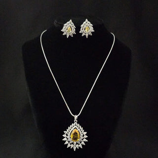 Christie Yellow CZ Diamond Simulant Pendant Set (Chain included) - ECLAT INDIAN JEWELSNecklace Sets - Pendant SetsYellow